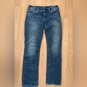 Silver Jeans Suki Mid Straight 30x34 Women’s Denim Distressed Hem